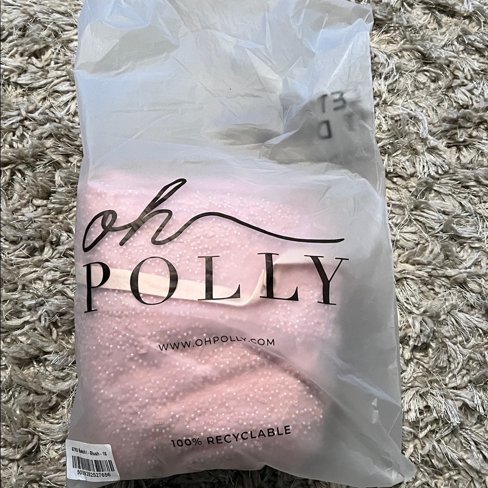 Oh Polly Basel Embellished Strapless Cowl Neck Mini Dress - Blush - Picture 7 of 9